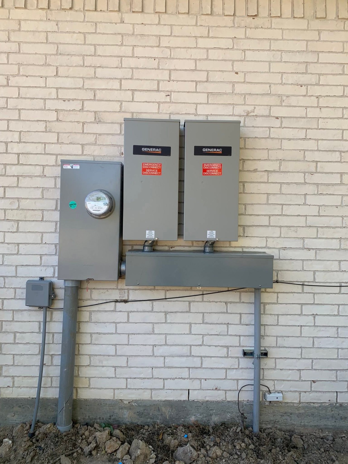 Completed dual generator transfer switch installation